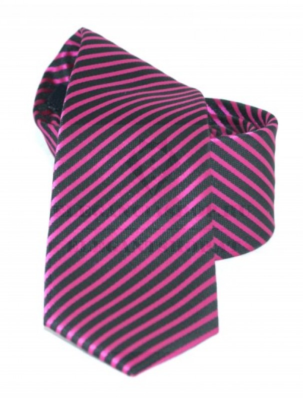 Goldenland slim nyakkendő - Lila-fekete csíkos