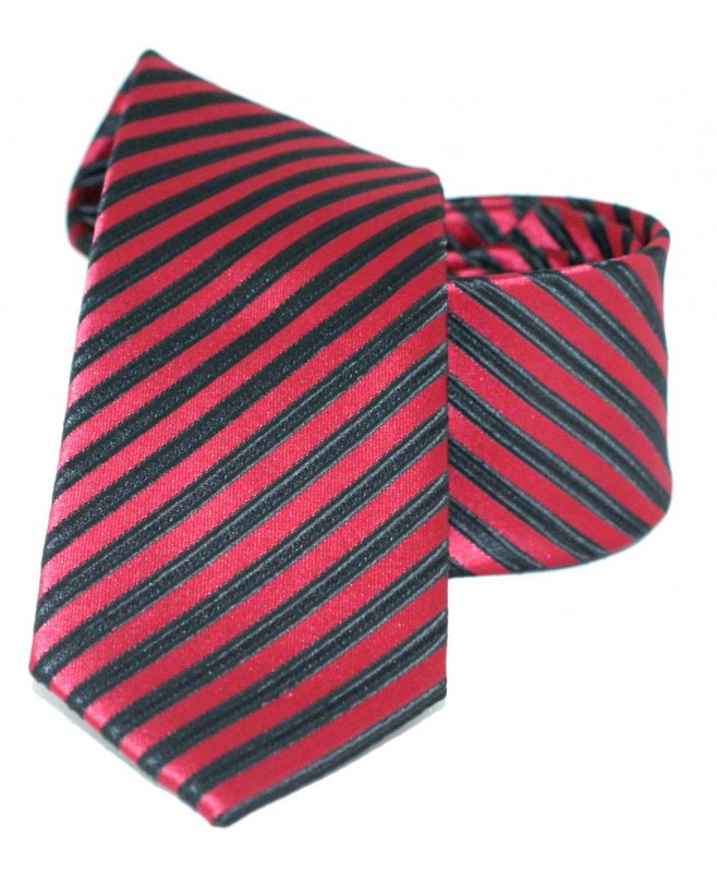 Goldenland slim nyakkendő - Meggypiros csíkos