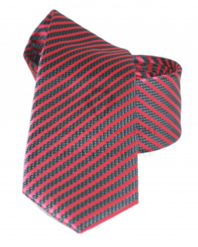Goldenland slim nyakkendő - Piros-fekete csíkos