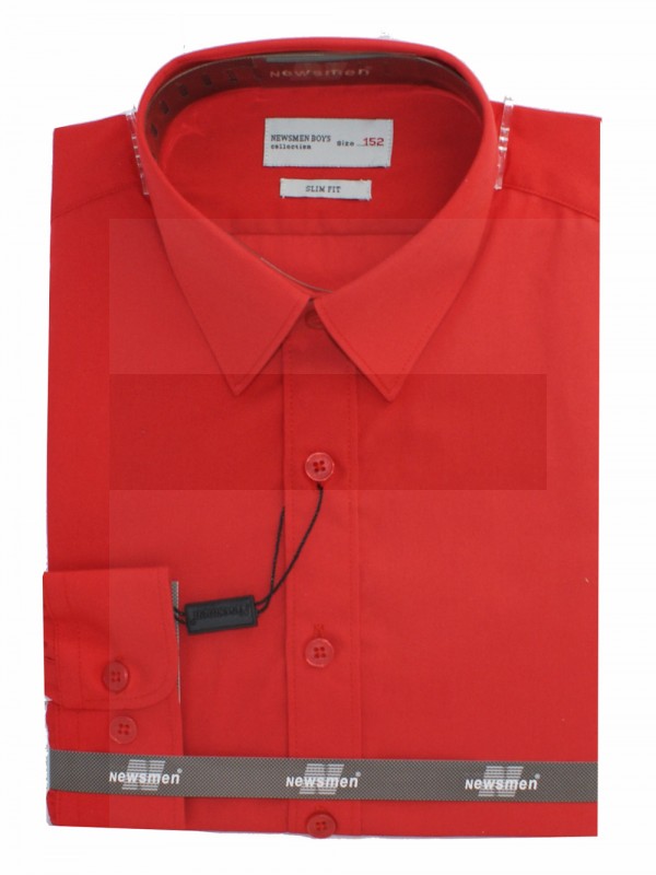Newsmen gyerek slim hosszúujjú ing - Piros