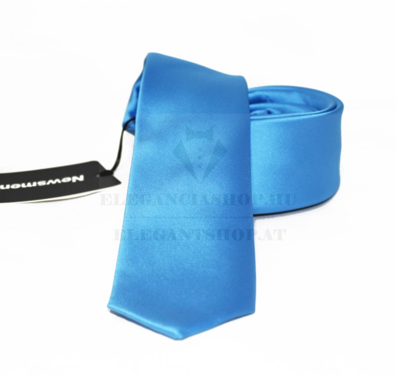 NM slim szatén nyakkendő - Azúrkék