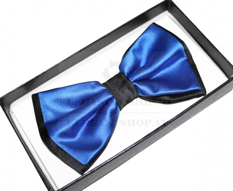 NM Díszdobozos szatén csokornyakkendő - Királykék-fekete
