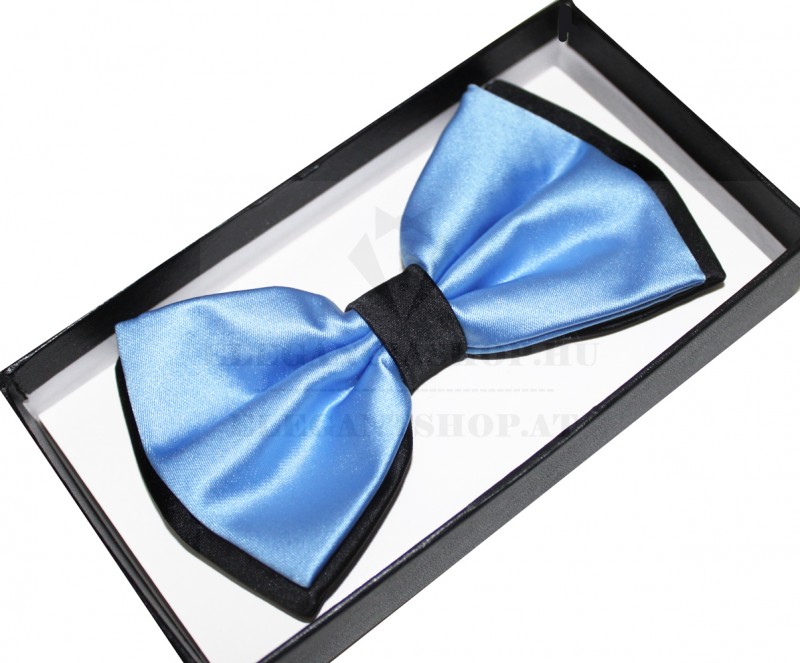 NM Díszdobozos szatén csokornyakkendő - Égszínkék-fekete