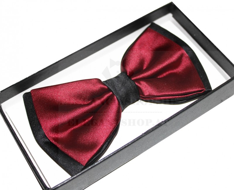 NM Díszdobozos szatén csokornyakkendő - Bordó-fekete