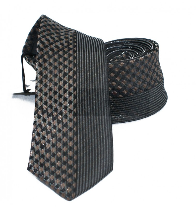 NM slim nyakkendő - Barna kockás