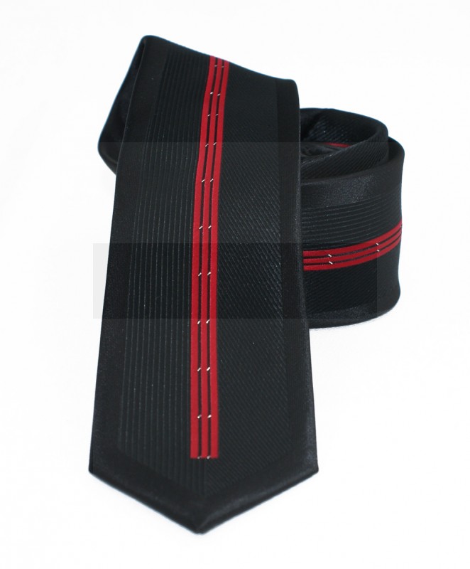 NM slim nyakkendő - Fekete-piros csíkos
