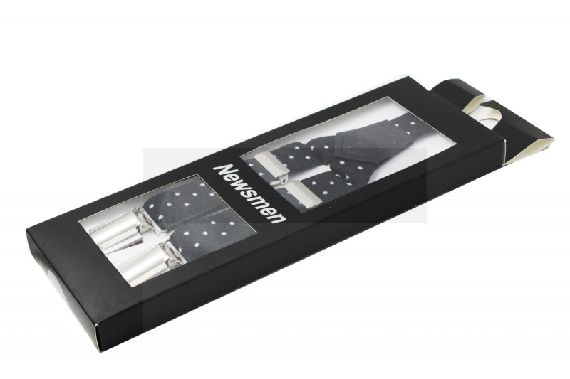 NM Díszdobozos unisex nadrágtartó - Fekete pöttyös