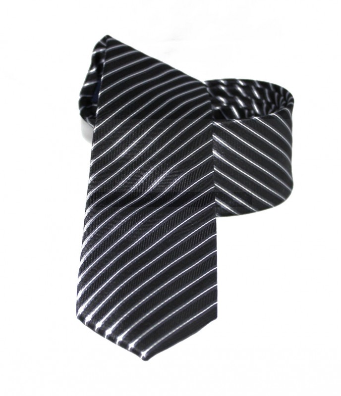 Goldenland slim nyakkendő - Grafit csíkos