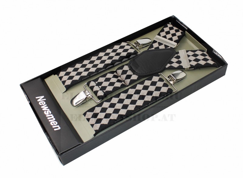 Férfi nadrágtartó - Drapp kockás