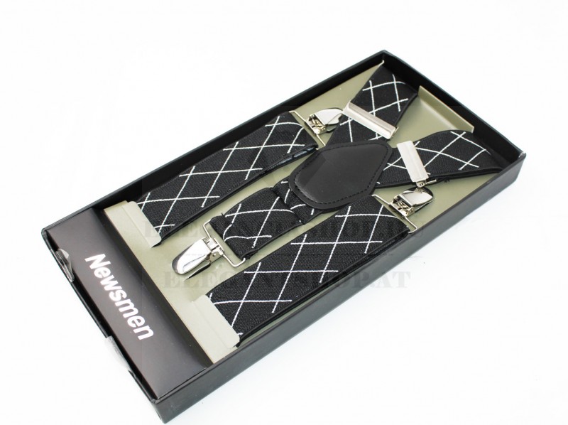 Férfi nadrágtartó - Fekete kockás