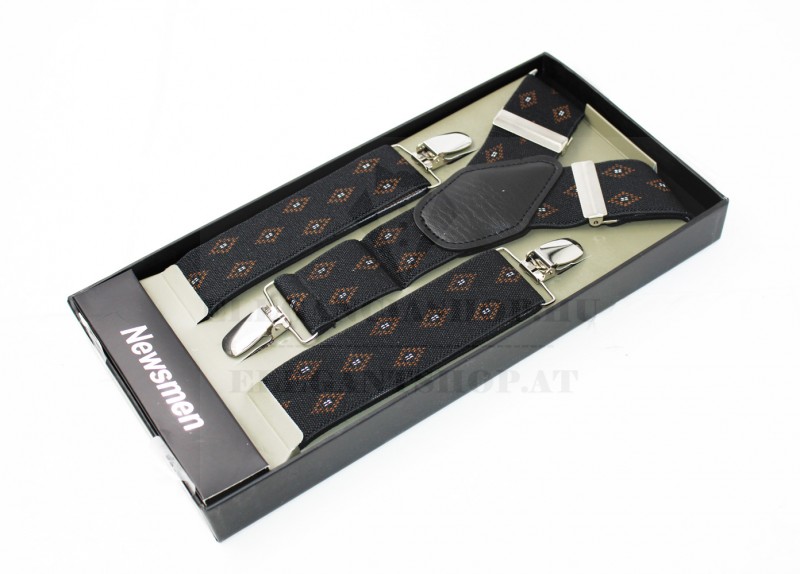 Férfi nadrágtartó - Fekete-barna mintás