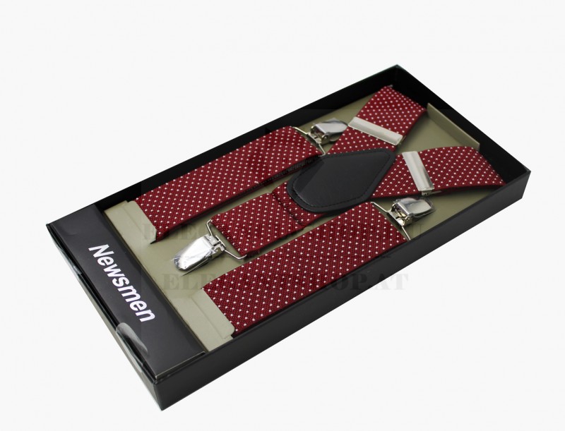 Férfi nadrágtartó - Bordó aprópöttyös