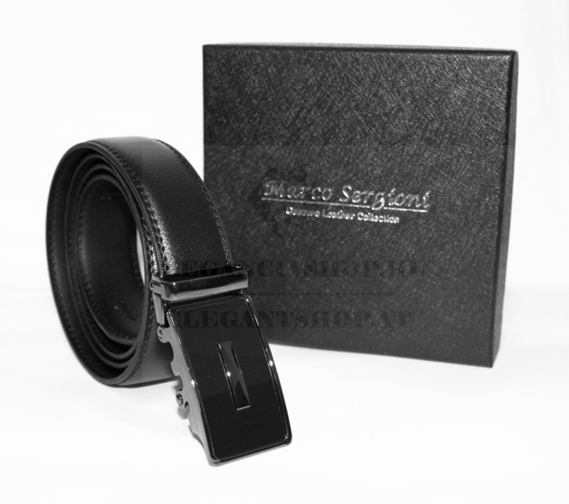 Marco Sergioni extra hosszú férfi bőr öv - Fekete