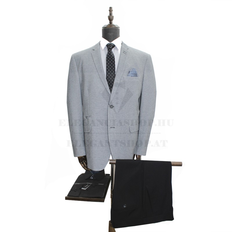 Pamut béleletlen elasztikus slim zakó - Világosszürke