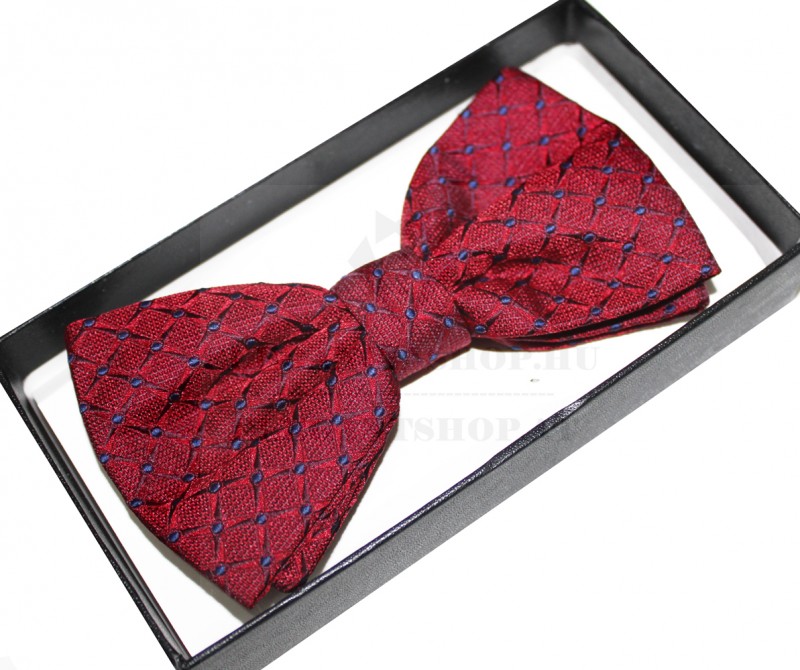 NM Díszdobozos mintás csokornyakkendő - Bordó-kék mintás