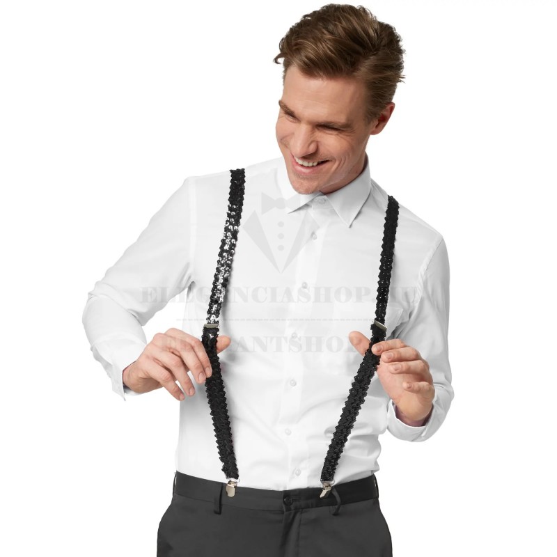 Unisex flitteres nadrágtartó - Fekete