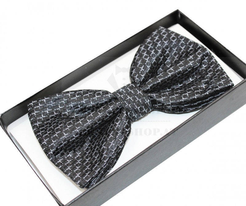 NM Díszdobozos szatén csokornyakkendő - Grafit mintás