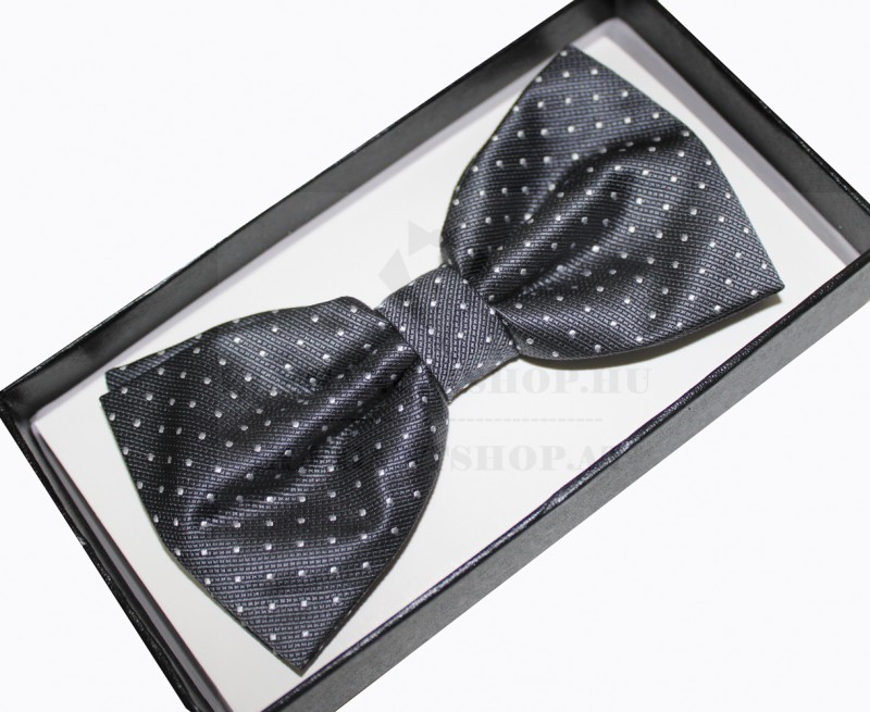 NM Díszdobozos csokornyakkendő - Grafit pöttyös