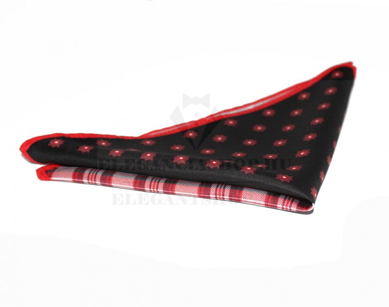Goldenland díszzsebkendő - Fekete-piros mintás