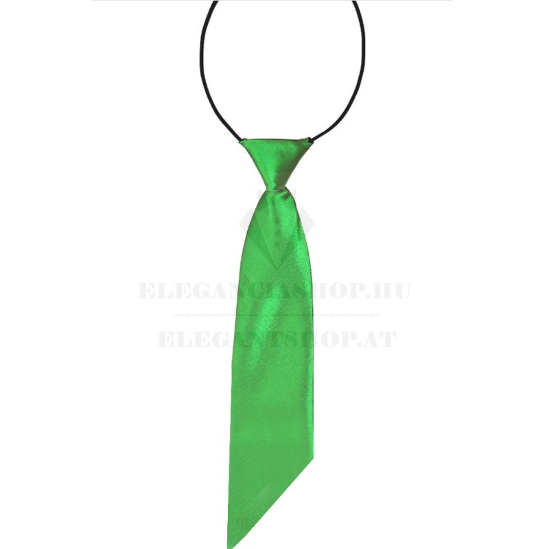 Gumis szatén gyereknyakkendő - Fűzöld