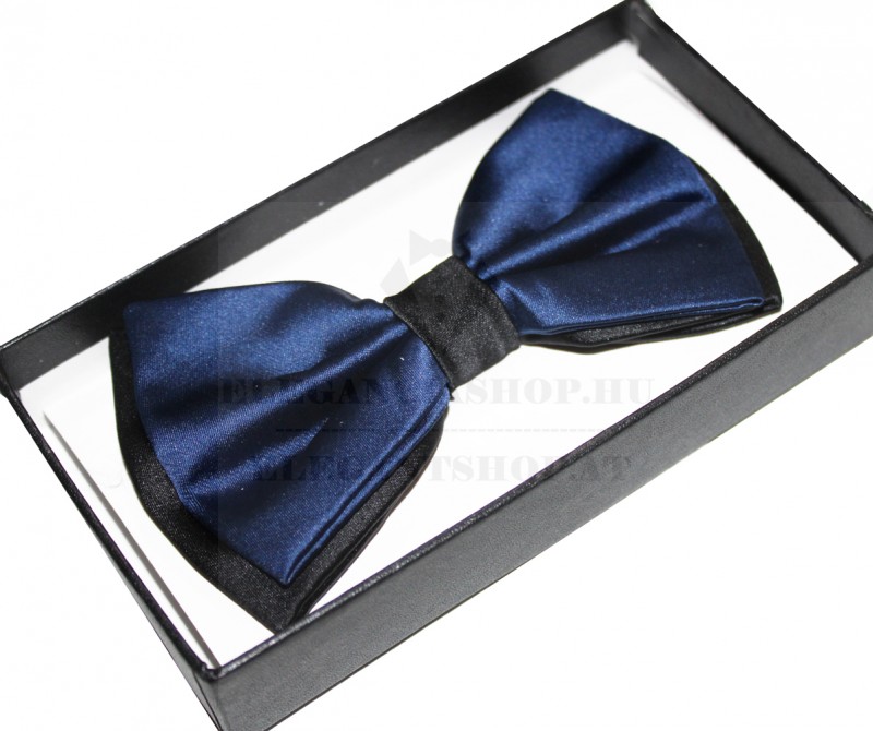 NM Díszdobozos szatén csokornyakkendő - Sötétkék-fekete