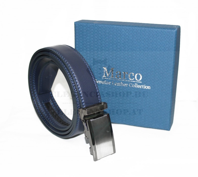 Marco Sergioni férfi bőr öv díszdobozban - Sötétkék