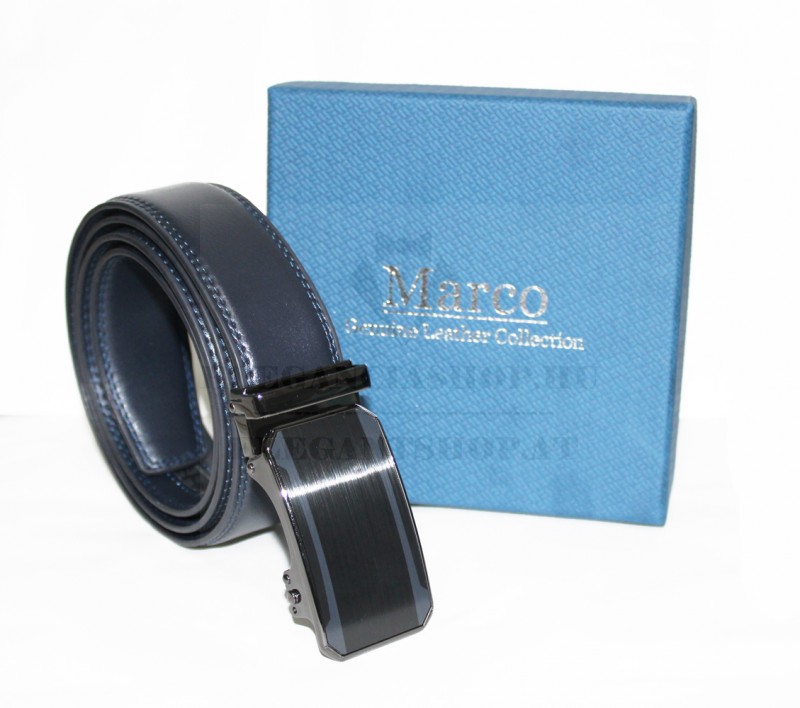 Marco Sergioni férfi bőr öv díszdobozban - Sötétkék