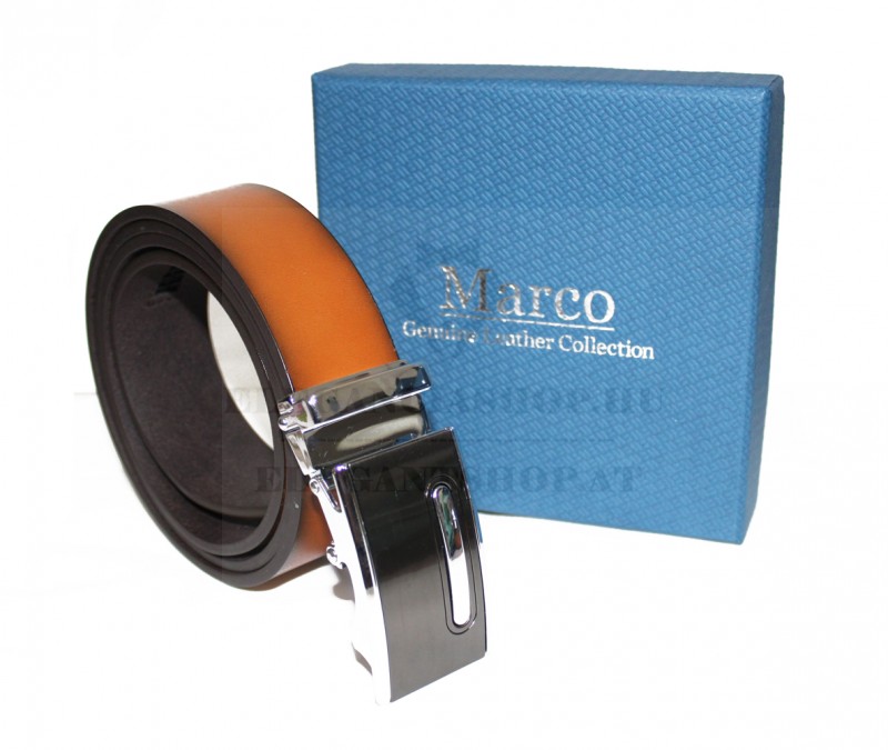 Marco Sergioni férfi bőr öv díszdobozban - Caramell