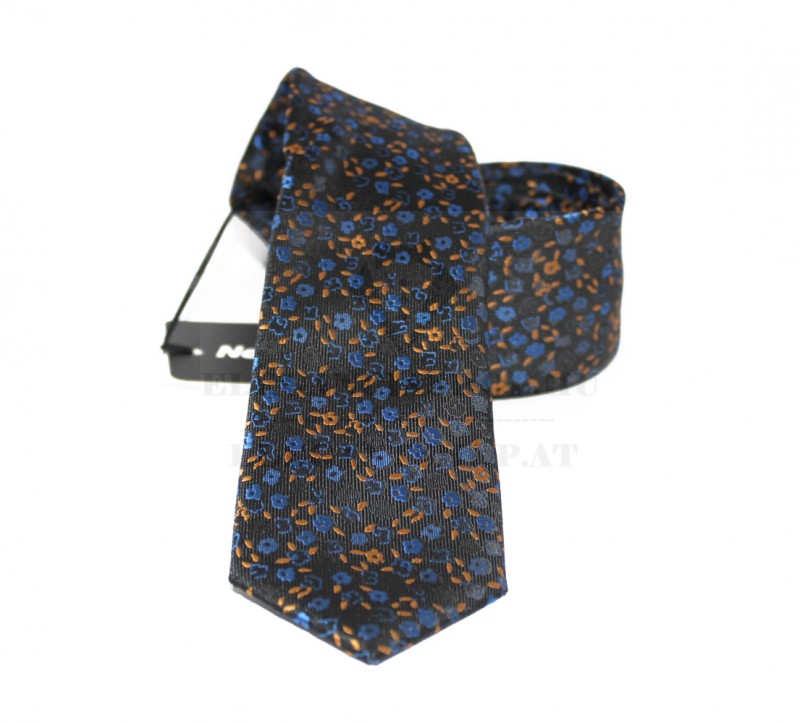 NM slim szövött nyakkendő - Sötétbarna-fekete pöttyös