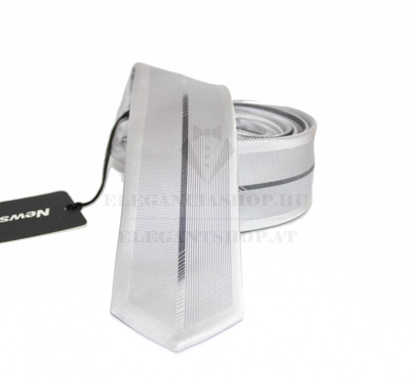 NM slim szövött nyakkendő - Ezüst csíkos