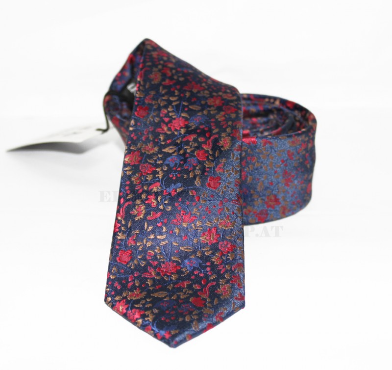 NM slim szövött nyakkendő - Kék virágos