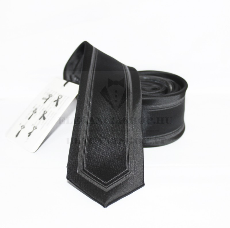 NM slim szövött nyakkendő - Grafit-fekete csíkos