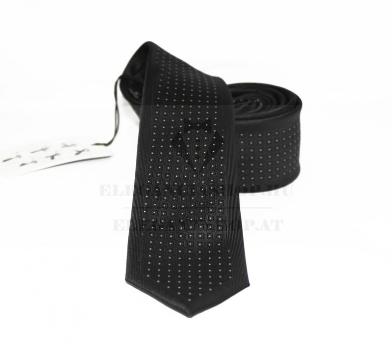 NM slim szövött nyakkendő - Fekete-fehér aprópöttyös