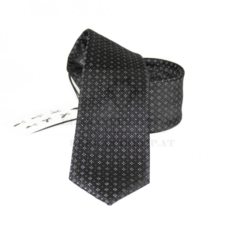 NM slim szövött nyakkendő - Fekete-fehér mintás