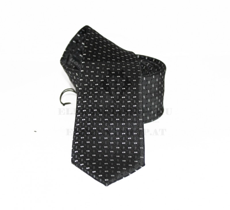 NM slim szövött nyakkendő - Fekete aprómintás