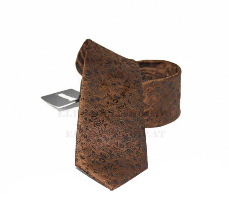 NM slim szövött nyakkendő - Barna virágos