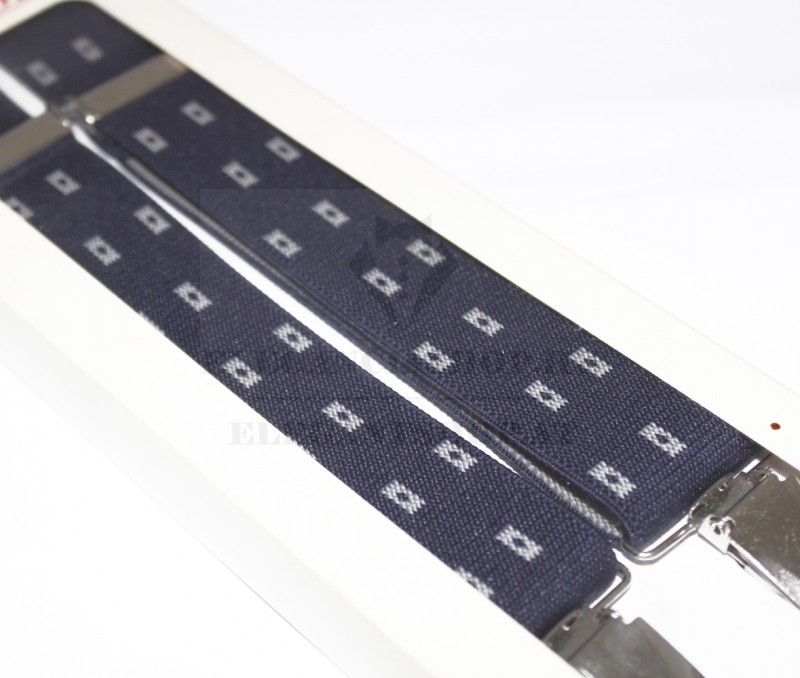 Férfi nadrágtartó - Sötétkék-fehér mintás