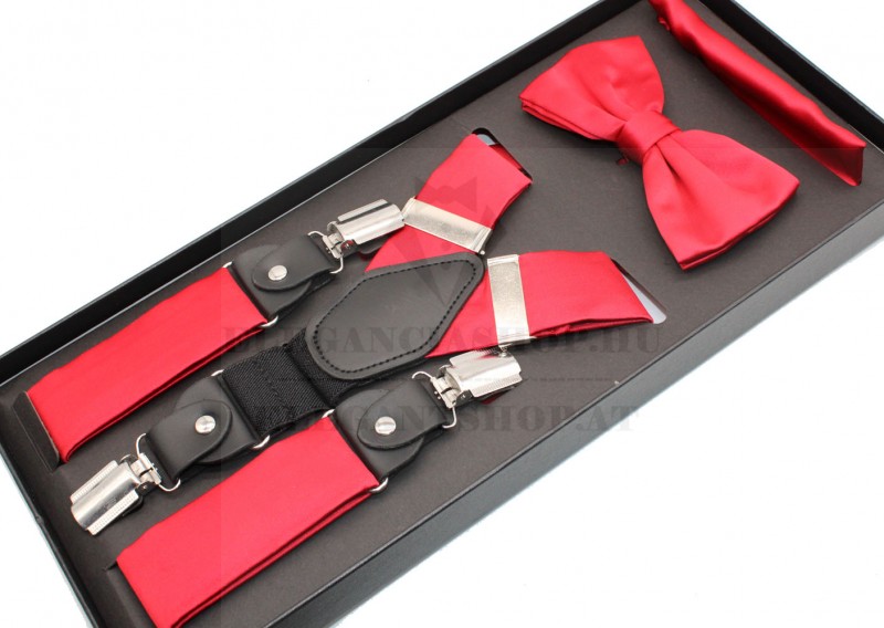 Newsmen nadrágtartó szett - Piros szatén