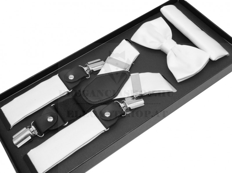 Newsmen nadrágtartó szett - Fehér szatén