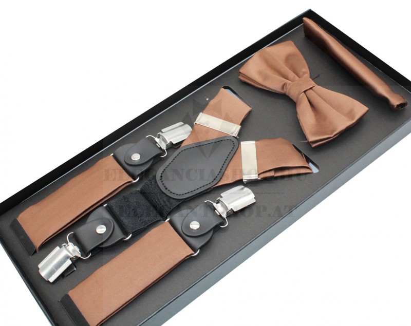 Newsmen nadrágtartó szett - Aranybarna szatén