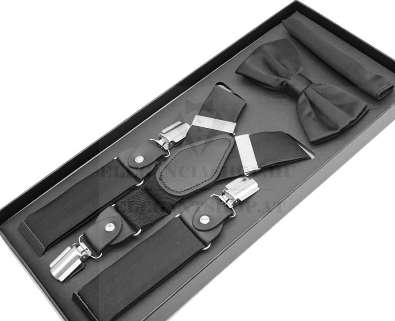 Newsmen nadrágtartó szett - Fekete szatén