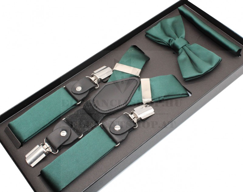 Newsmen nadrágtartó szett - Sötétzöld szatén