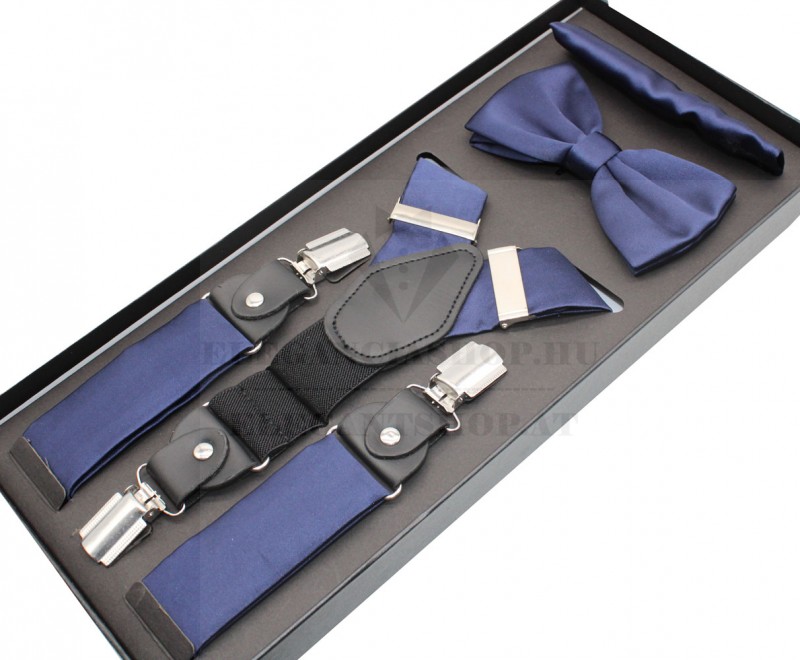 Newsmen nadrágtartó szett - Sötétkék szatén