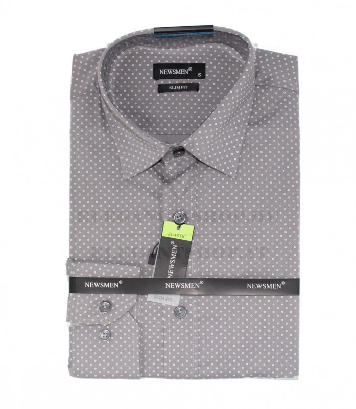 NM h.u slim elsztikus ing - Szürke aprómintás