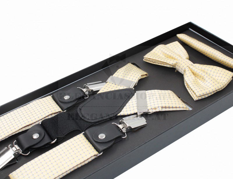 Newsmen nadrágtartó szett - Sárga aprópöttyös