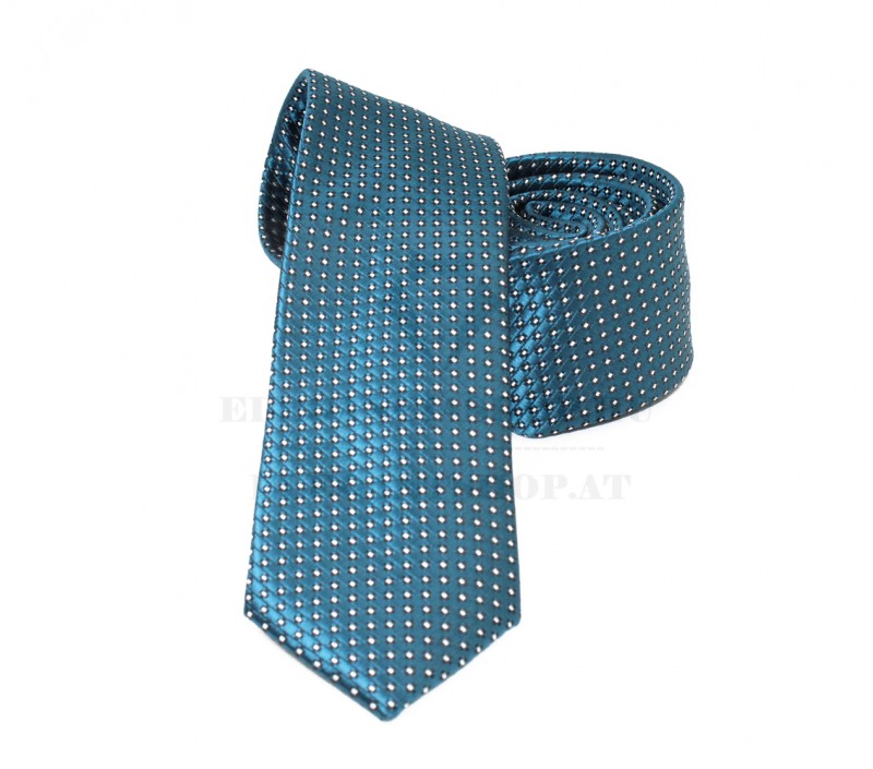 NM slim szövött nyakkendő - Tengerzöld pöttyös