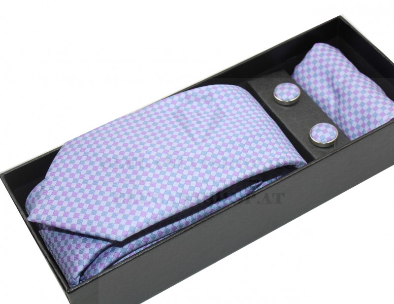 NM nyakkendő szett - Lila-kék kockás