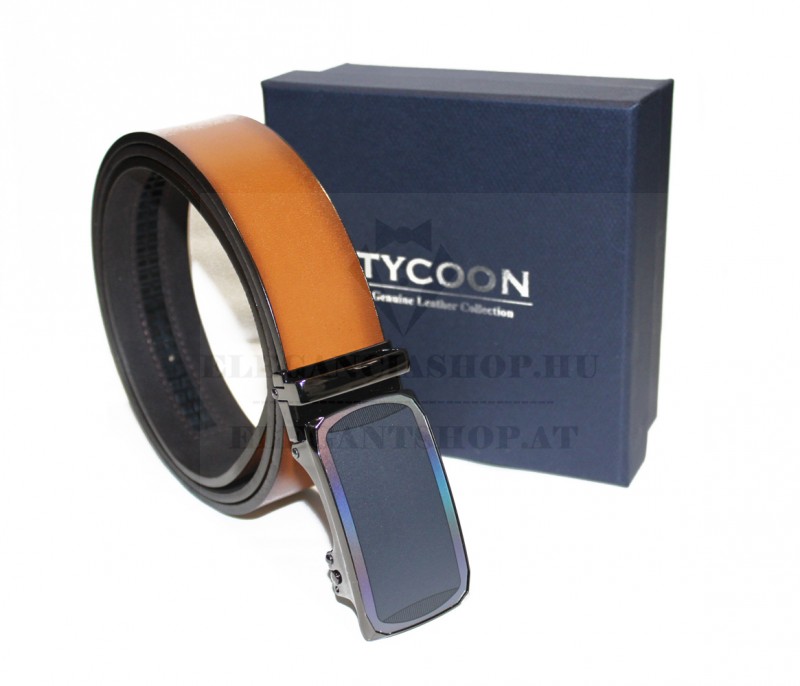Tycoon férfi bőr öv díszdobozban - Caramell
