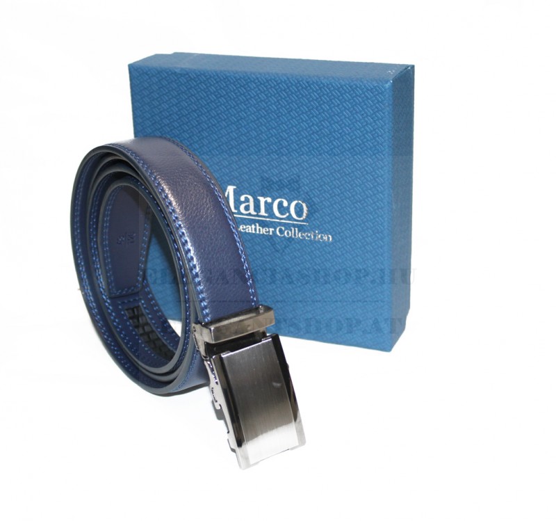Marco Sergioni férfi bőr öv díszdobozban - Kék