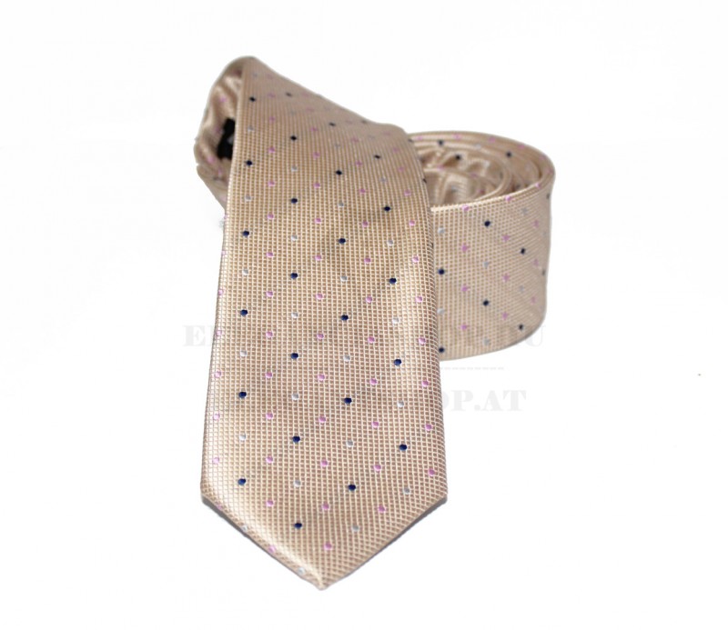 NM slim szövött nyakkendő - Drapp pöttyös